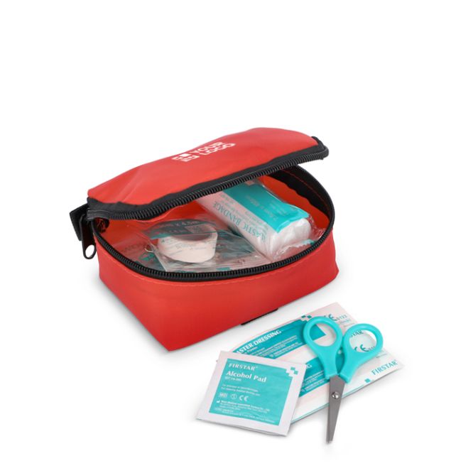 Kit di pronto soccorso con velcro conforme alla normativa europea
