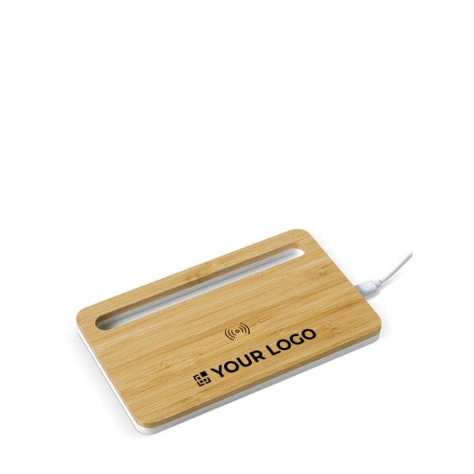 Caricatore wireless in bambù con supporto per smartphone 5W