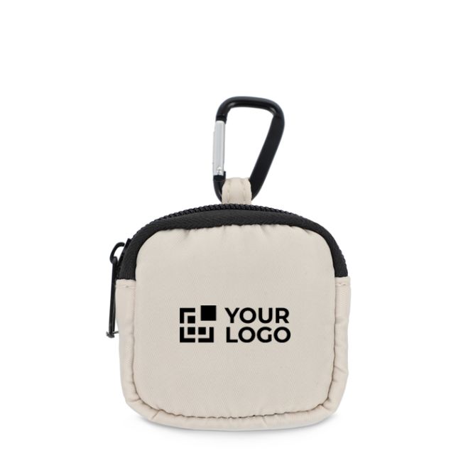 Custodia per auricolari con moschettone e chiusura a zip