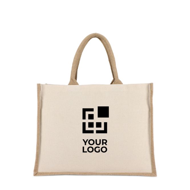Shopper di cotone con lati e fondo in juta 320 g/m2