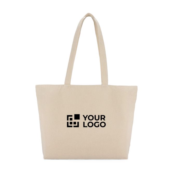 Borsa di cotone OEKO-TEX con chiusura a zip 320 g/m2