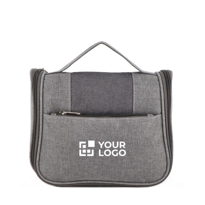 Necessaire in plastica riciclata con gancio interno per appenderlo e maniglia