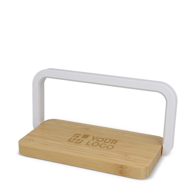 Caricabatterie wireless in bambù da scrivania con illuminazione 15 W
