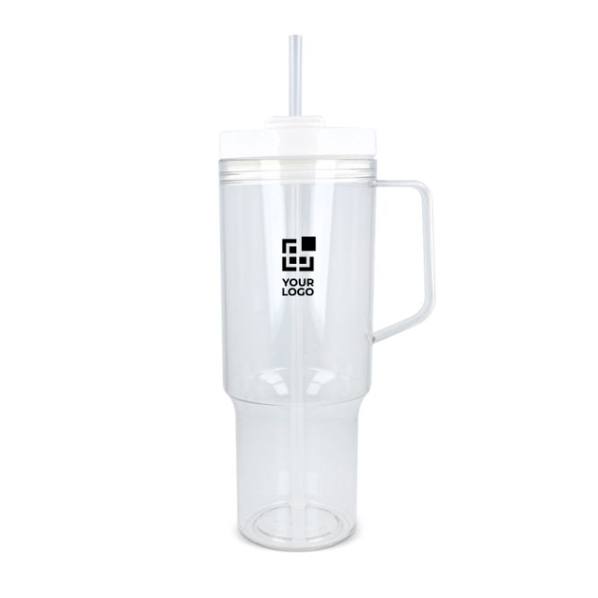 Bicchiere termico 1L con manico laterale e cannuccia, coperchio antigoccia