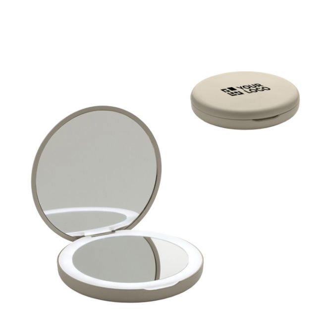 Specchietto tascabile plastica riciclata con ingrandimento e luce LED