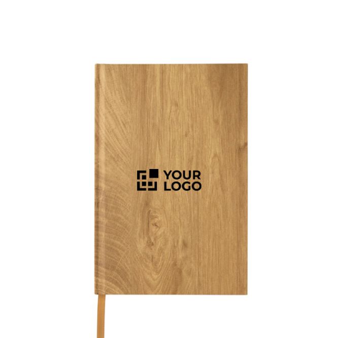 Taccuino A5 a righe con copertina rigida in carta che sembra legno