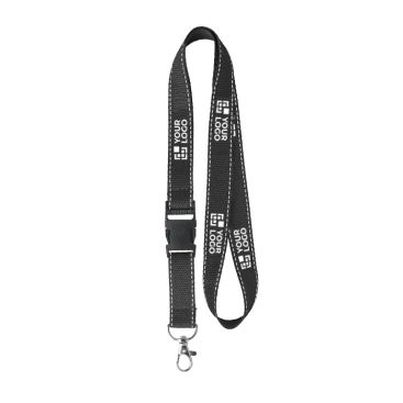 Lanyard su misura sganciabile in poliestere con fili riflettenti