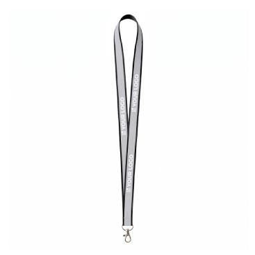 Lanyard su misura in poliestere con rivestimento riflettente grigio