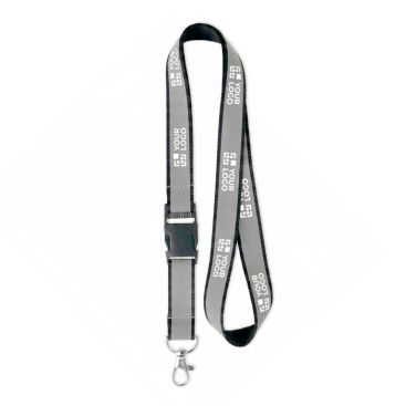 Lanyard su misura sganciabile con rivestimento riflettente grigio