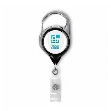 Porta badge retrattile tondo su misura con moschettone e clip