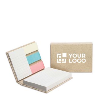Block notes con post-it su misura e copertina rigida in carta di fibre vegetali