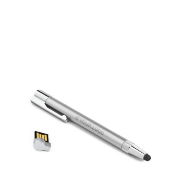 Penna USB su misura in alluminio con gommino touch e inchiostro nero