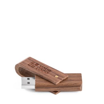 Memoria USB su misura rotante realizzata in legno di noce Memoria USB su misura rotante realizzata in legno di noce