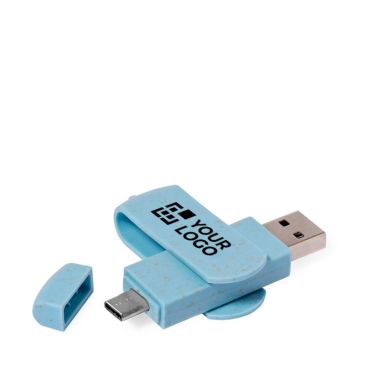 USB doppia su misura in paglia di frumento con connessione tipo C
