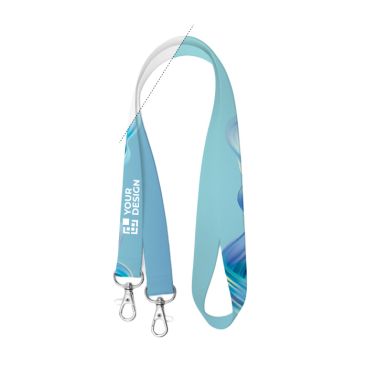 Lanyard con doppio gancio per sublimazione su misura, realizzato in Europa