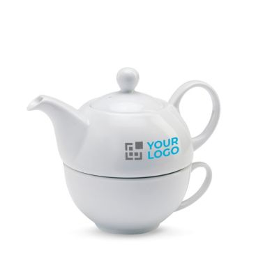Set teiera personalizzata e tazza colore bianco
