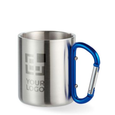 Tazza con logo in acciaio manico moschettone 220ml