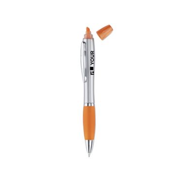 Evidenziatore 2 in 1 con penna impugnatura in gomma refill blu Evidenziatore 2 in 1 con penna impugnatura in gomma refill blu