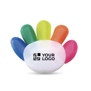 Kit 5 evidenziatori aziendali in supporto con logo Kit 5 evidenziatori aziendali in supporto con logo