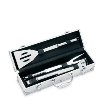 Valigetta in alluminio con accessori da barbecue vista area di stampa