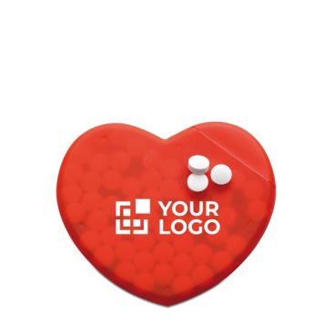 Mentine senza zucchero scatolina a forma di cuore con logo Mentine senza zucchero scatolina a forma di cuore con logo