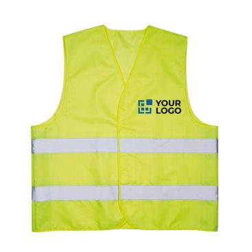 Gilet catarifrangente personalizzato in poliestere con 2 strisce riflettenti Gilet catarifrangente personalizzato in poliestere con 2 strisce riflettenti