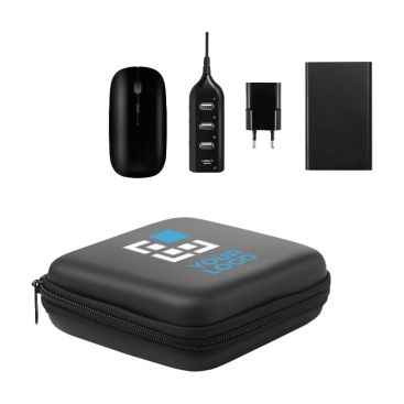 Astuccio per gadget pubblicitari tecnologici colore nero per eventi