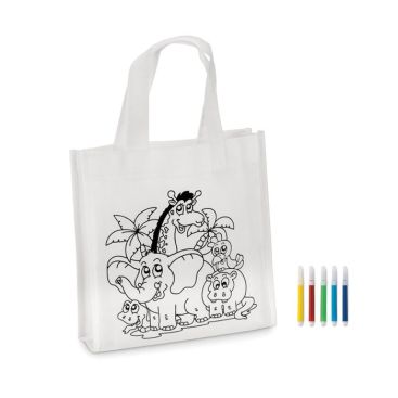 Borsa da colorare con pennarelli colore bianco