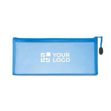 Astuccio pubblicitario in PVC trasparente azzurro Astuccio pubblicitario in PVC trasparente azzurro