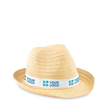 Cappello di paglia con logo con nastro in colori vivaci