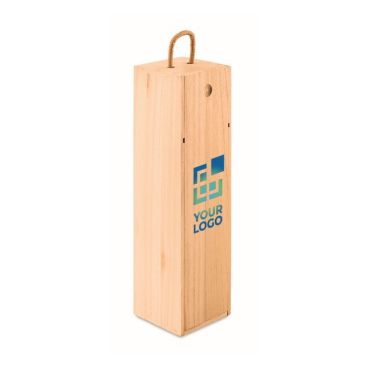 Scatola di legno aziendale per bottiglia di vino con cordino Scatola di legno aziendale per bottiglia di vino con cordino