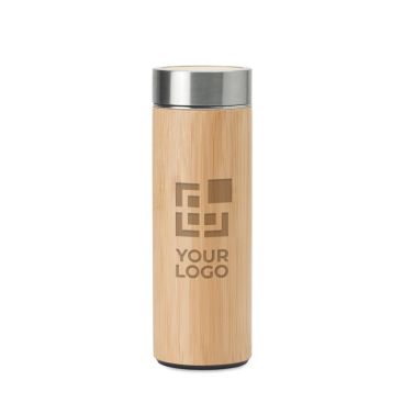 Thermos acciaio e rivestimento in bambù e infusore per clienti 400ml Thermos acciaio e rivestimento in bambù e infusore per clienti 400ml