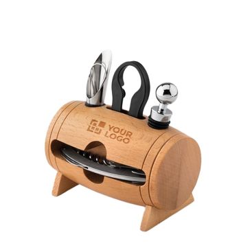 Set vino personalizzato a forma di botte con accessori Set vino personalizzato a forma di botte con accessori
