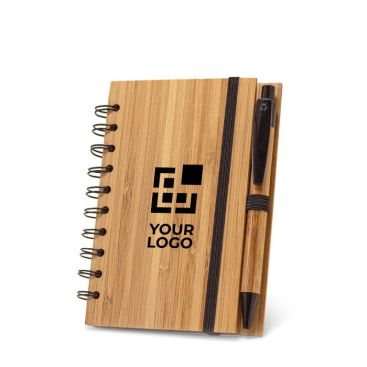 Taccuino con penna personalizzato copertina bambù righe Taccuino con penna personalizzato copertina bambù righe
