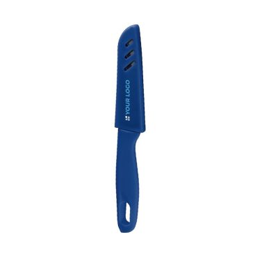 Coltello in acciaio inox con manico e cappuccio vista area di stampa