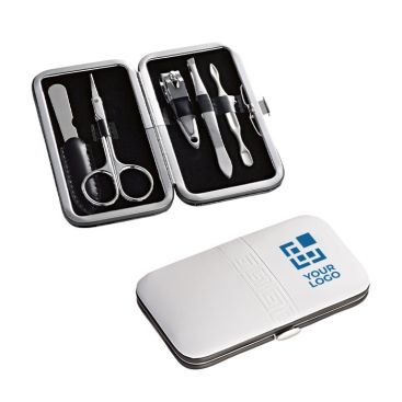 Set esclusivo per la manicure in bianco color bianco con logo