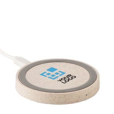 caricatore wireless personalizzato ecologico color beige