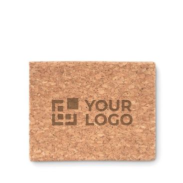 gadget post it con copertina in sughero vista area di stampa