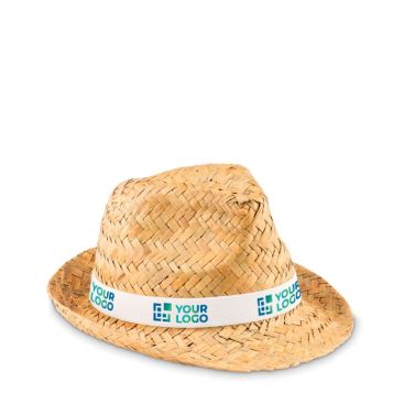 Cappello di paglia pubblicitario con nastro bianco o nero