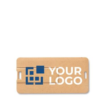 Piccola tessera usb promozionale in paglia vista area di stampa