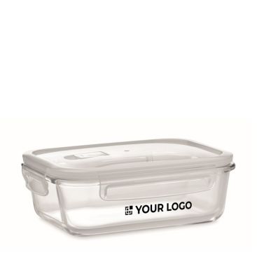Contenitore take away in vetro con logo colore transparente