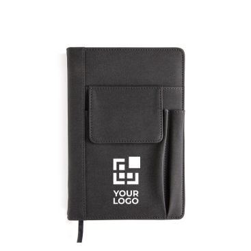 Taccuino con copertina con varie tasche colore nero