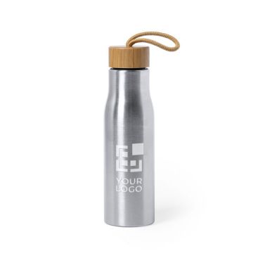 Borraccia acciaio inox personalizzata tappo in bambù 550ml