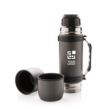 Thermos personalizzati con 2 tazze colore grigio scuro