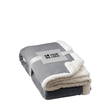 Plaid di pile con logo aziendale vista area di stampa