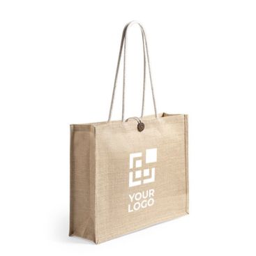 Shopper in iuta laminata con logo vista area di stampa