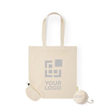 Shopper pieghevole in cotone organico con logo 9 kg 120 g/m2 Shopper pieghevole in cotone organico con logo 9 kg 120 g/m2