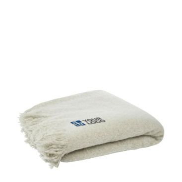 Coperta con logo in mohair RPET color grigio chiaro