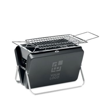 Piccolo barbecue in valigetta con logo vista area di stampa
