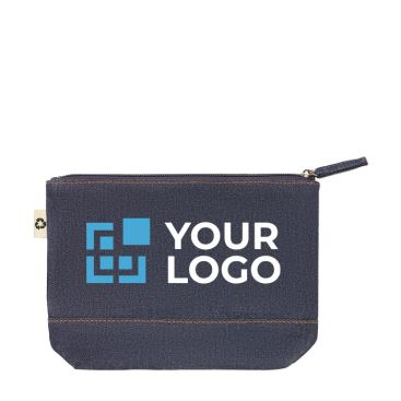 Pochette con logo in denim vista area di stampa